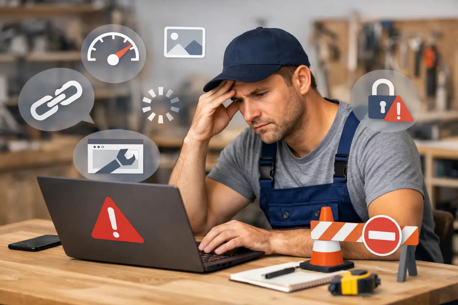 Website-Fehler bei Handwerkern: 10 Bremsen